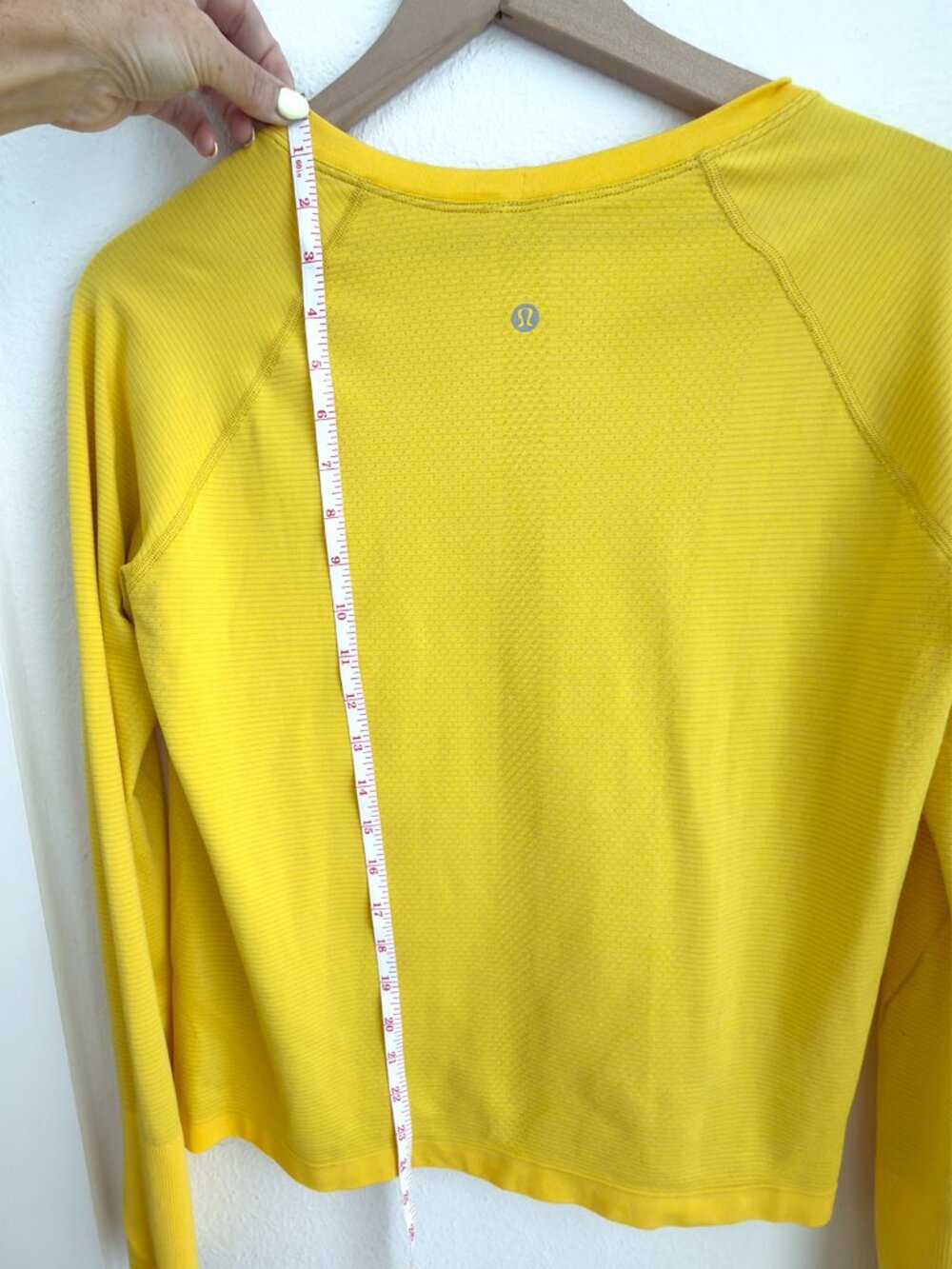 Lululemon Yellow Textured Long Sleeve Top with Thumbholes - Picture 6 of 7